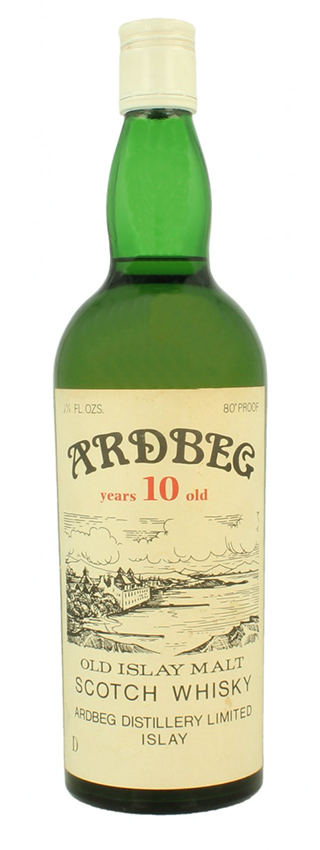 Ardbeg 10y ~1970, - OB, 26 2/3 fl.ozs, 80 proof, white screw cap - 46%