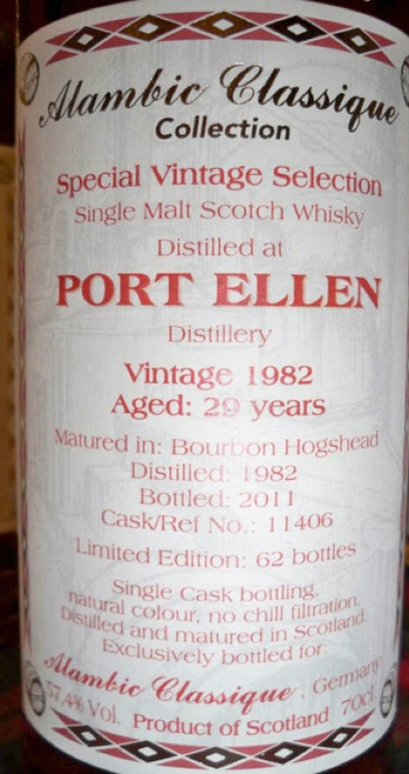Port Ellen 29y - 82-11 - Alambic Classique, Bourbon Hogshead #11406, 62btl - 57,5%