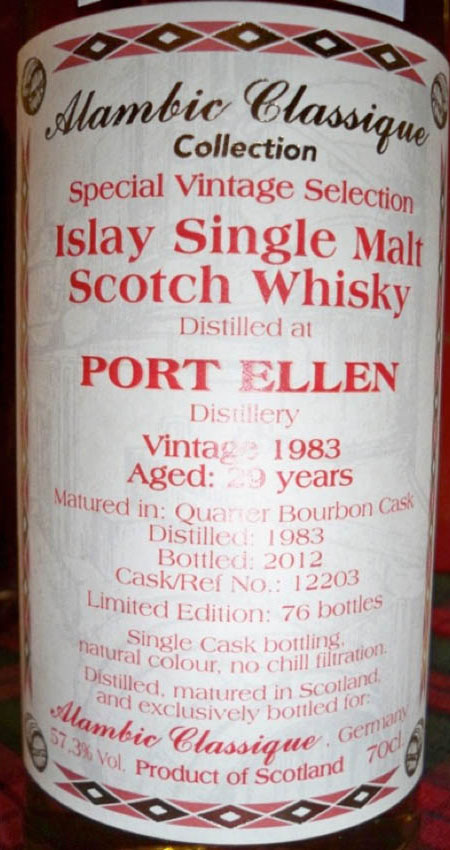 Port Ellen 29y - 83-12 - Alambic Classique, Quarter Bourbon #12203, 76btl - 57,3%