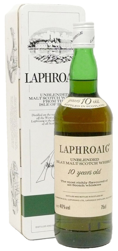 Laphroaig 10y ~1980 - OB, Unblended 10, white screw cap - 40%