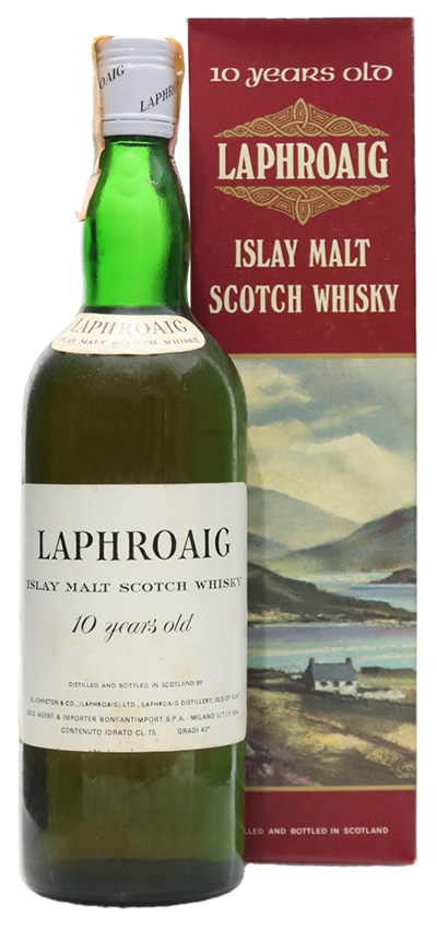 Laphroaig 10y ~68-78 - OB, Bonfanti Import, Milano, cream label, 75cl - 43%