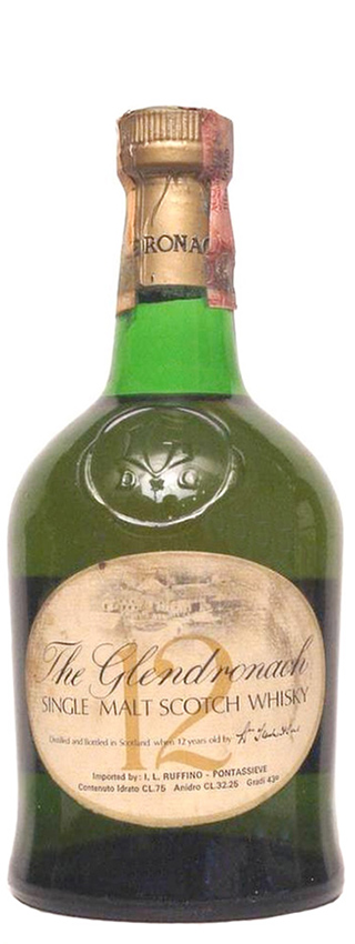 Glendronach 12y ~65-78 - OB, green dumpy bottle Ruffino Import, 75cl - 43%