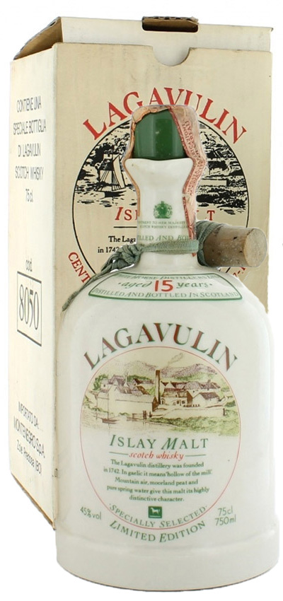 Lagavulin 15y - 72-87 - OB, Ceramic Flacon, Centenary Anniversary 1887-1987 - 45%