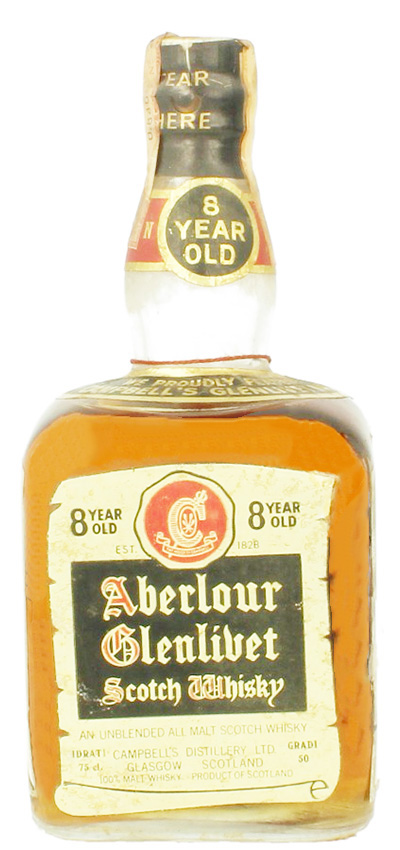 Aberlour 08y ~1970 abgefüllt - cube bottle „goldgelb“ - 50%