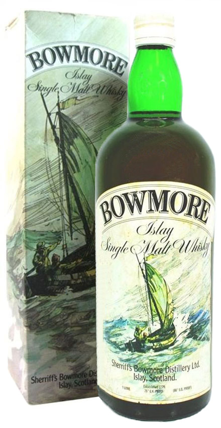 Bowmore > 8y ~ 50-60er - OB Ship label, duty free, 35 Fl.Oz. & 75 Proof - 43%