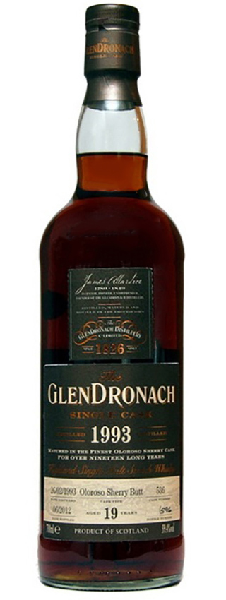 Glendronach 19y - 93-12 - OB Batch 6, Oloroso Sherry Butt, Cask 536, 596btl - 59,4%