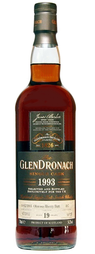 Glendronach 19y - 93-12 - OB for UK only, Oloroso Butt, Cask 487 673btl - 54,2%