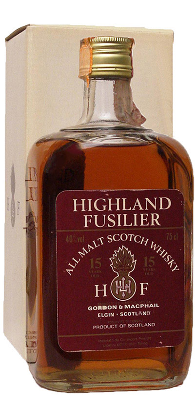 Highland Fusilier 15y ~ 1985 - G&M, Square Bottle, red label with white letters - 40%