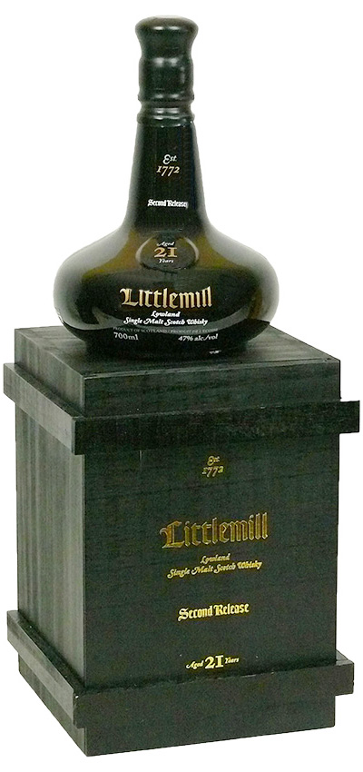 Littlemill 21y - 2014 - OB, 2nd Release, Black Dumpy Bottle in wooden box, 4.550btl - 47%