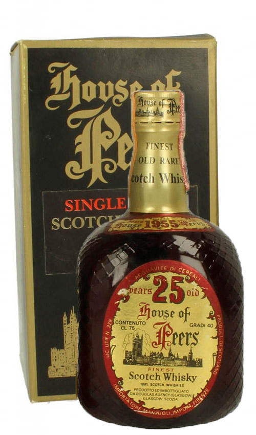 House of Peers 25y - 55-80 - DL, dumpy brown bottle, Blend, 75° - 43%