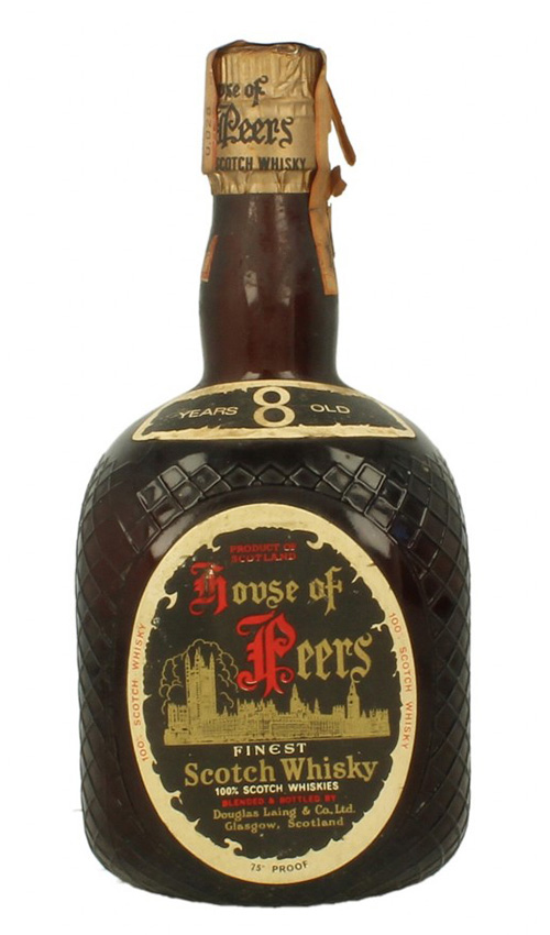 House of Peers 8y ~ 1970er - DL dumpy brown bottle, 8yo on neck label, Blend, 75° - 43%