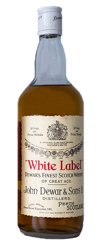 Dewar’s White Label - 1970er - Cream label, red letters, white screw cap - 43%