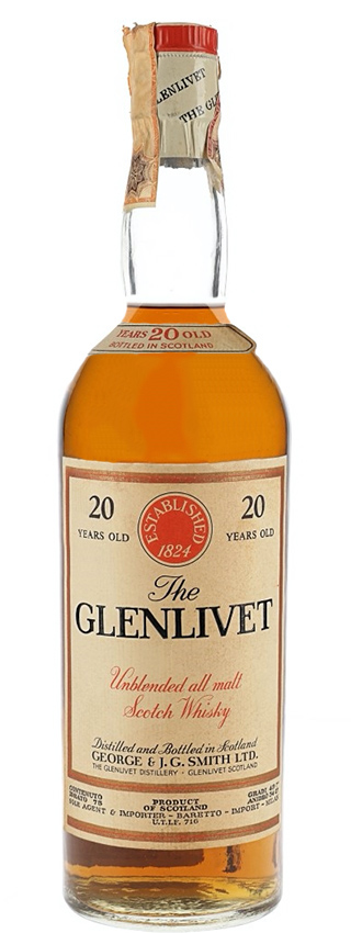 Glenlivet 20y ~1960er - OB, Unblended All Malt - Baretto-Imp. Milano, 2400btl - 45,7%
