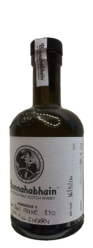 Bunnahabhain 8y - 08-16 - Warehouse 9, Hand Filled, 2.Fill Oloroso #3660 - 60,6%