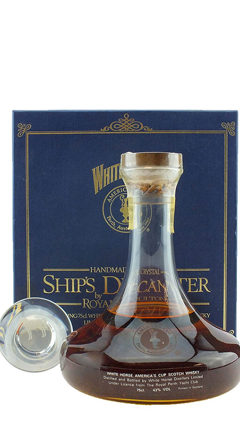 White Horse 12y - 1986 - OB, Blend, America´s cup 1987 Ship´s Decanter, 75cl - 43%