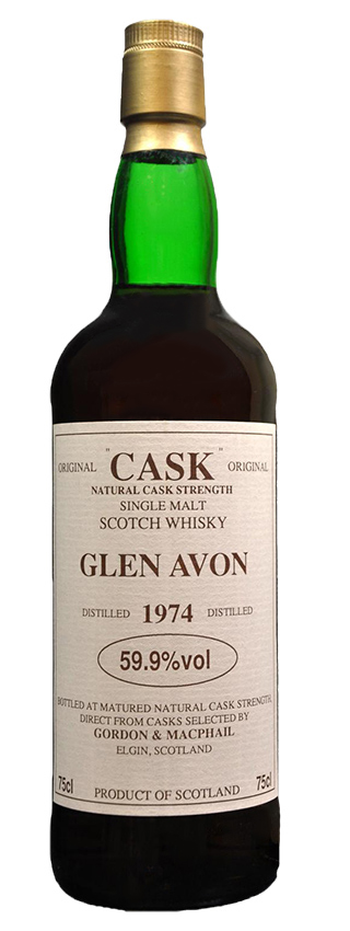 Glen Avon - 1974 - G&M, Meregalli, Original CASK, sherry Cask, white label, 75cl - 59,9%