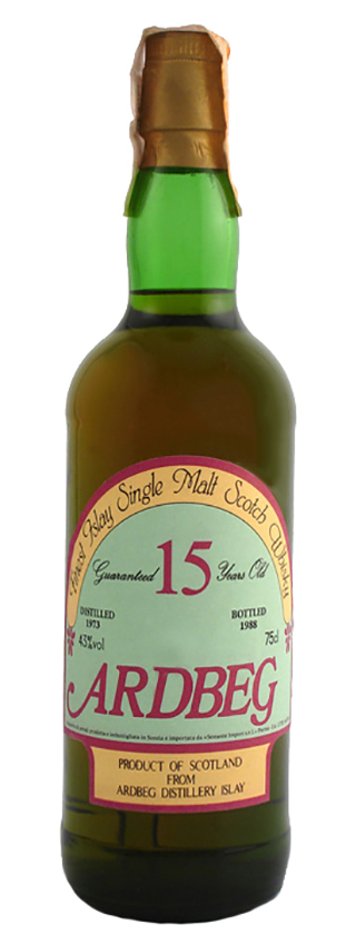 Ardbeg 15y - 73-88 - Sestante, clear glas, gold-green label, red 15, golden screw cap - 43%