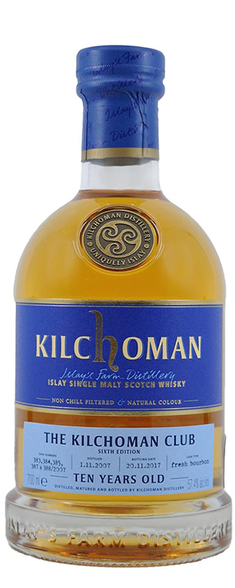Kilchoman 10y - 07-17 - OB, 6th Club Edition, Bourbon Casks (383-385, 387, 388), 1241btl - 57,4%