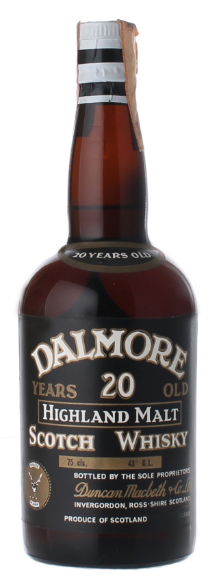 Dalmore 20y ~1960er - Duncan Macbeth, black dumpy bottle, white capsule, cork cap, 75cl - 43%