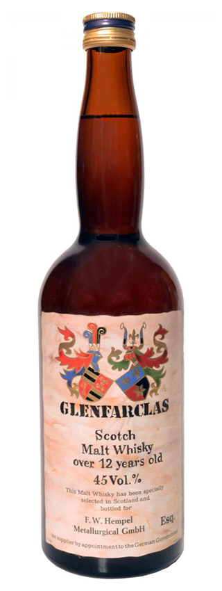 Glenfarclas 12y ~1970er - OB for F.W. Hempel (D), over 12yo, Brown bottle, small screw cap - 45%