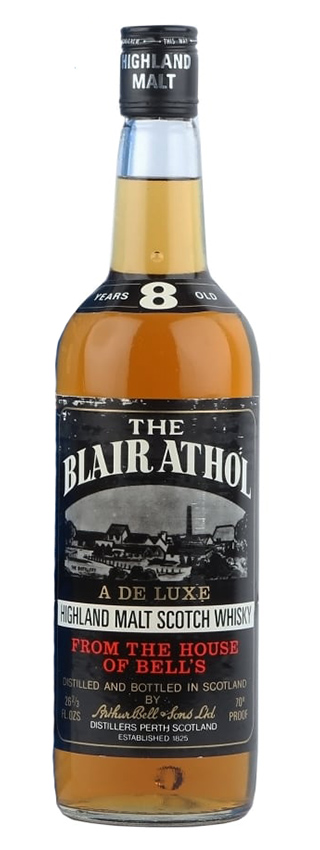 Blair Athol 8y ~1970er - OB, De Luxe Highland Malt, red `F.T. House of Bells`, 26²/³ Fl.OZ, 70° PROOF - 40%