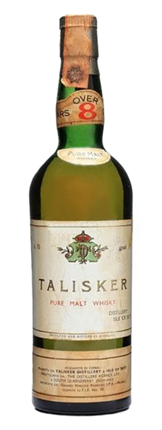 Talsiker 8y ~1960er - OB, for Francesi (IT), Pure Malt Whisky, green bottle, cork cap, 75cl - 43%