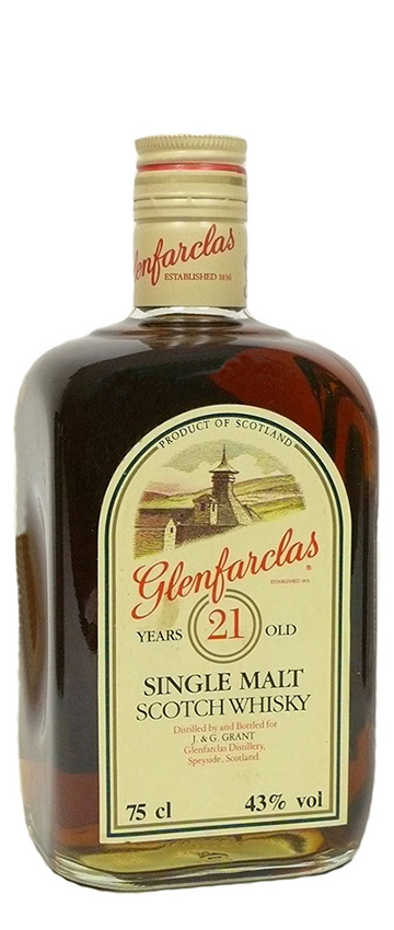 Glenfarclas 21y ~1980er - OB, Dumpy square bottle, sherry wood, 75cl - 43%