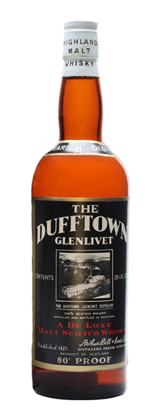 Dufftown 8y ~1960er - OB, A De Luxe Malt Scotch Whisky, Brown glass, 80°Proof, 26²/³ Fl.Oz - 46%