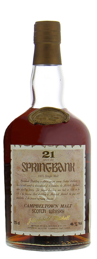 Springbank 21y - ~Ende 1980er - OB, J. Archibald Mitchell, Dumpy, Parchment style label, 75cl - 46%