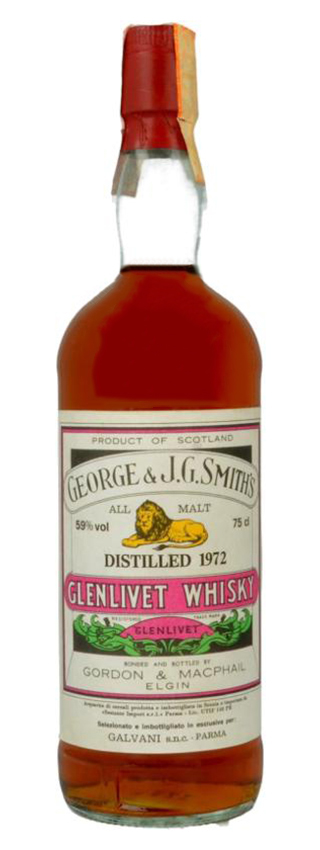 Glenlivet 1972 - G&M, George & J.G. Smith´s, Galvani, pink-green label, 75cl - 59%