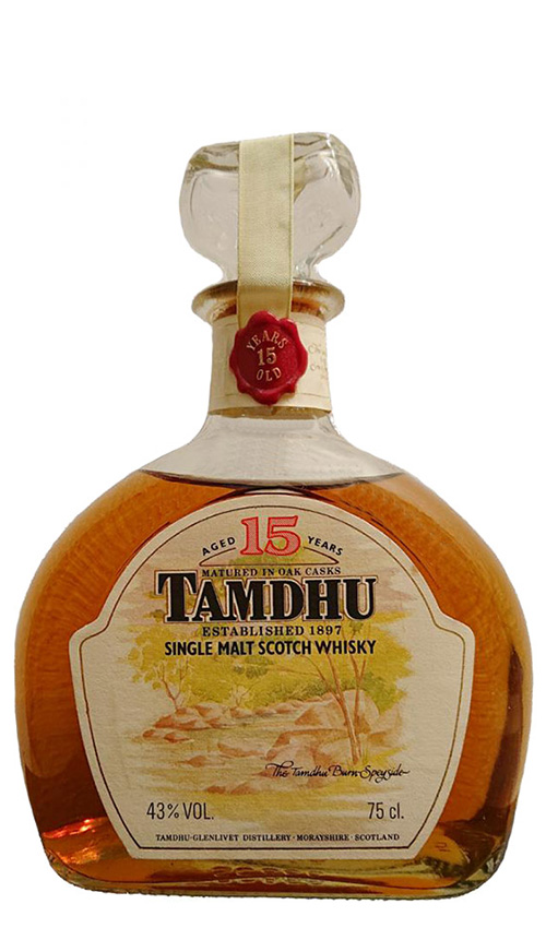 Tamdhu 15y ~1980er - OB, Dumpy decanter bottle, glass stoper, oak casks, 75cl - 43%