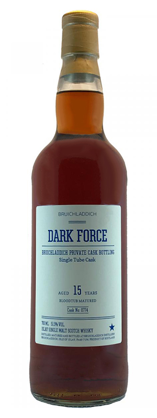 Bruichladdich 15y ~2018 - OB, Private Cask Bottling, Dark Force, Bloodtub, cask 0774 - 51,5%
