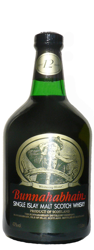Bunnahabhain 12y ~1990 - OB, Old Bottle, 12yo on golden neck label, 1L - 43%
