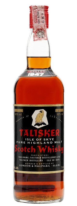 Talisker 1947 - OB, Black label, golden eagle, printed red-white-gold, red srew cap, b: 1980, 75cl - 40%