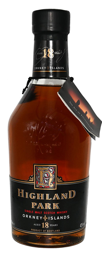 Highland Park 18y ~2000 - OB, Dumpy, short black label & sunset, 70cl - 43%